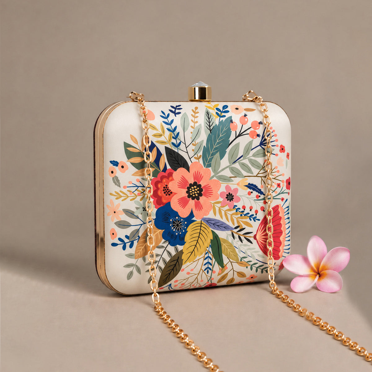 Artklim Colorful Floral Botanical Pattern Printed Clutch