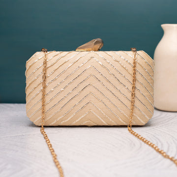 Artklim Gota Patti Golden Chevron Luxe Clutch