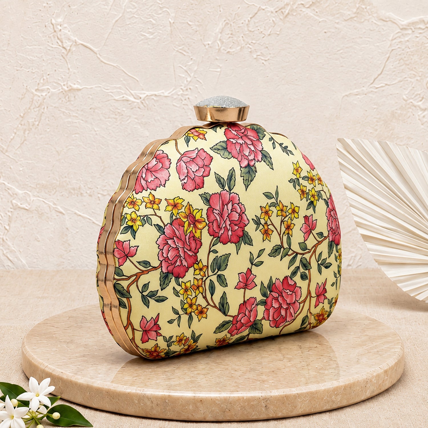 Artklim Floral Printed D-shape Clutch