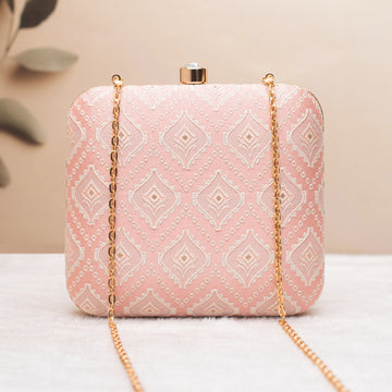 Artklim Pink Bloom Embroidery Clutch