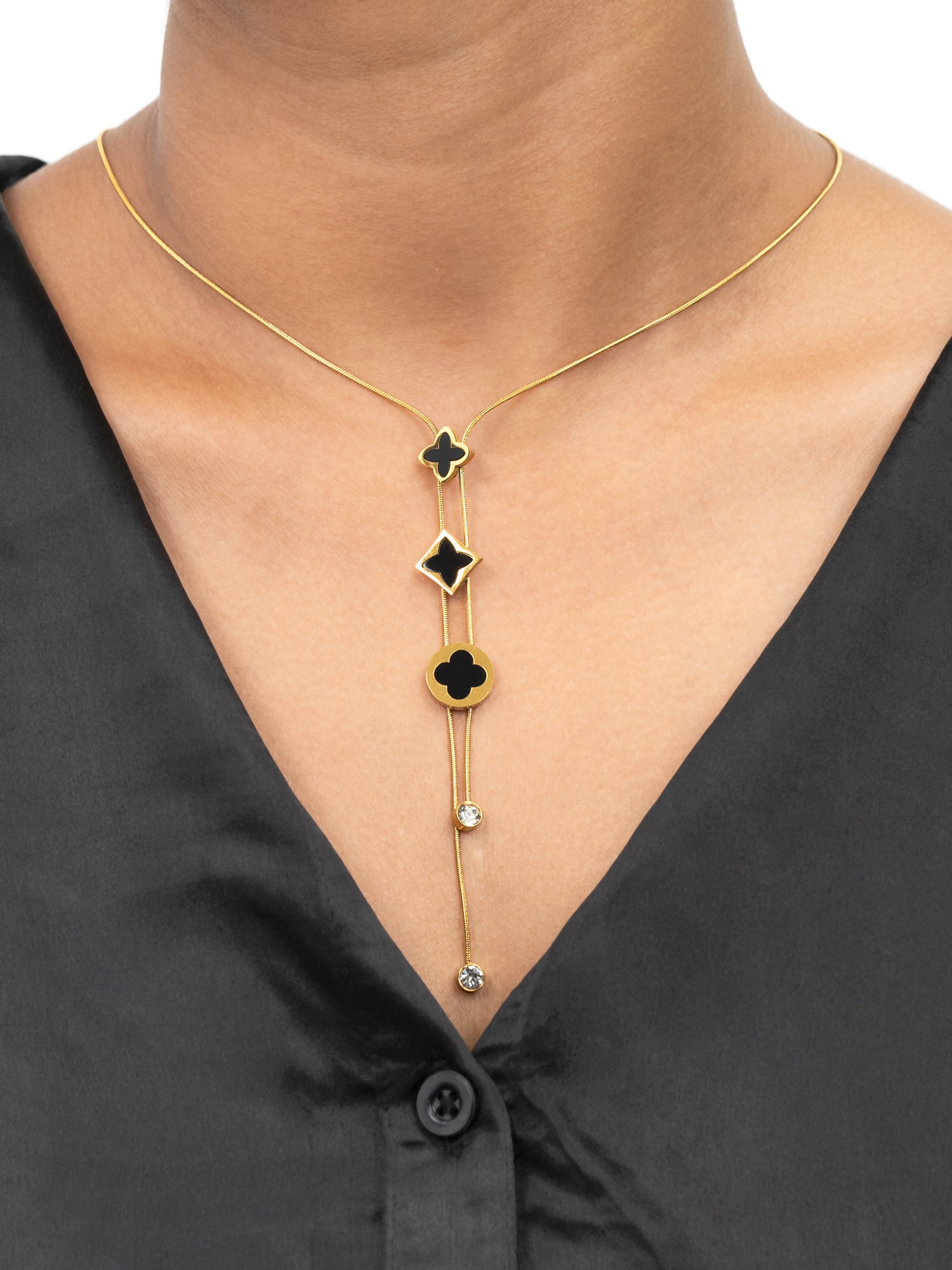 Artklim Black MOP Clover Leaf  Anti Tarnish Pendant