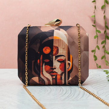 Artklim Artistic Face Illustration Printed Clutch
