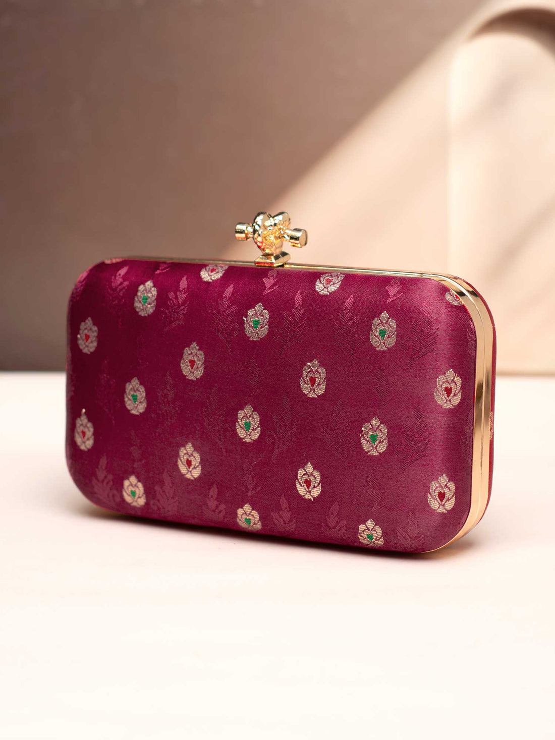 Artklim Ruby Blossom Golden Chain Clutch