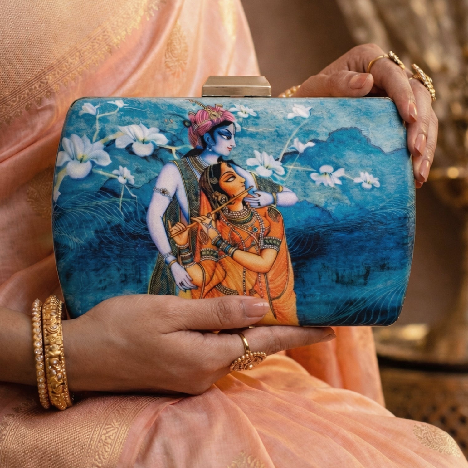 Majestic Radha Krishna Printed Clutch