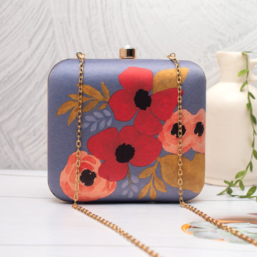 Artklim Lavender with Red Printed Clutch