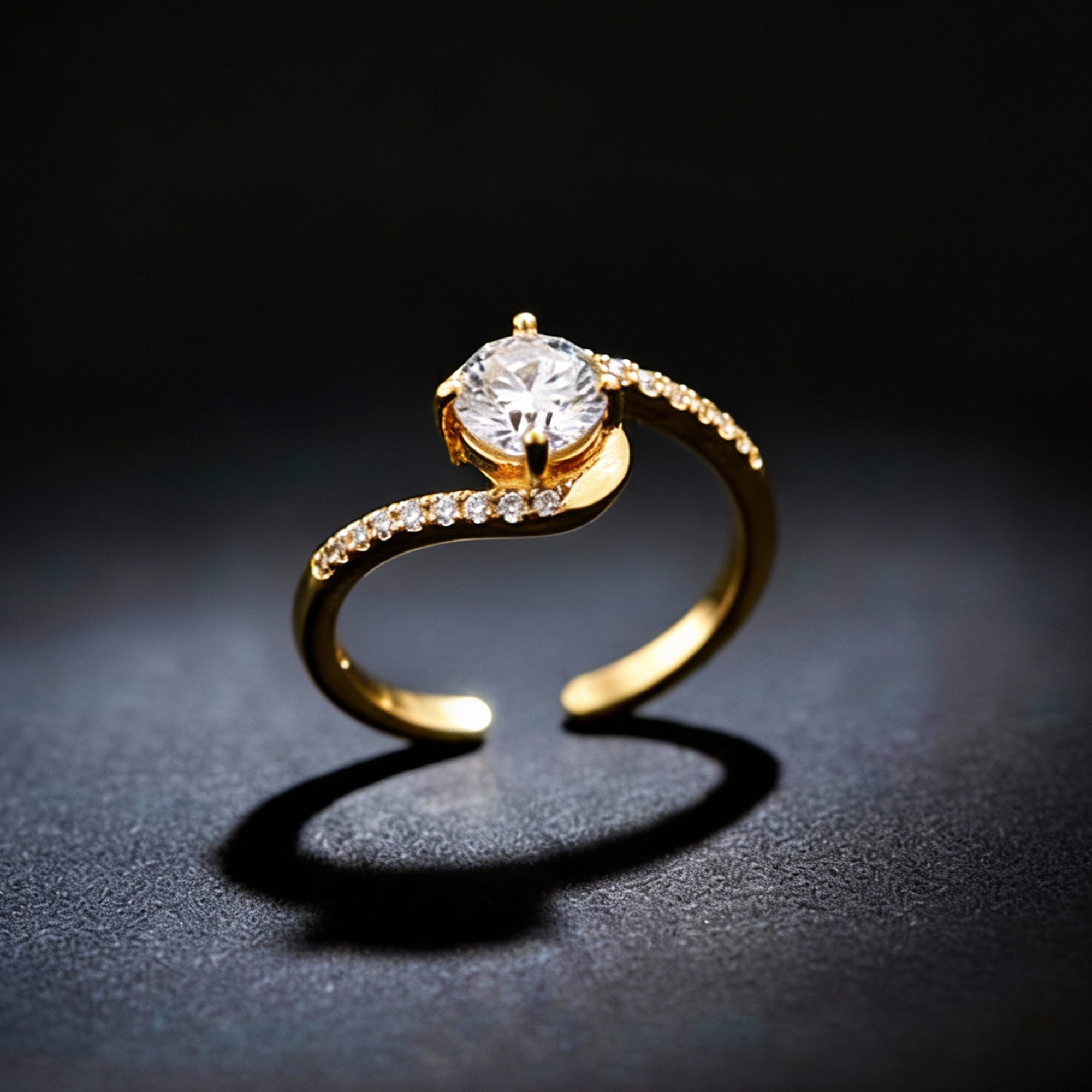 Artklim Gold-Plated Round Sparkle Anti-Tarnish Ring