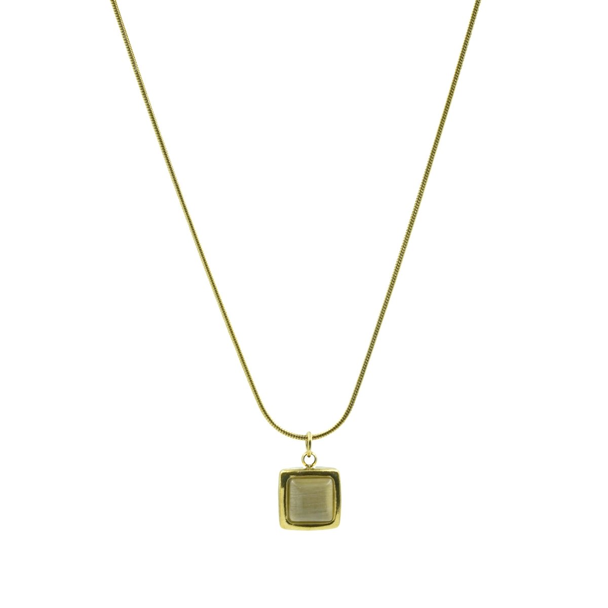 Artklim Gold Plated Mother Of Pearl Sqaure Pendant Necklace