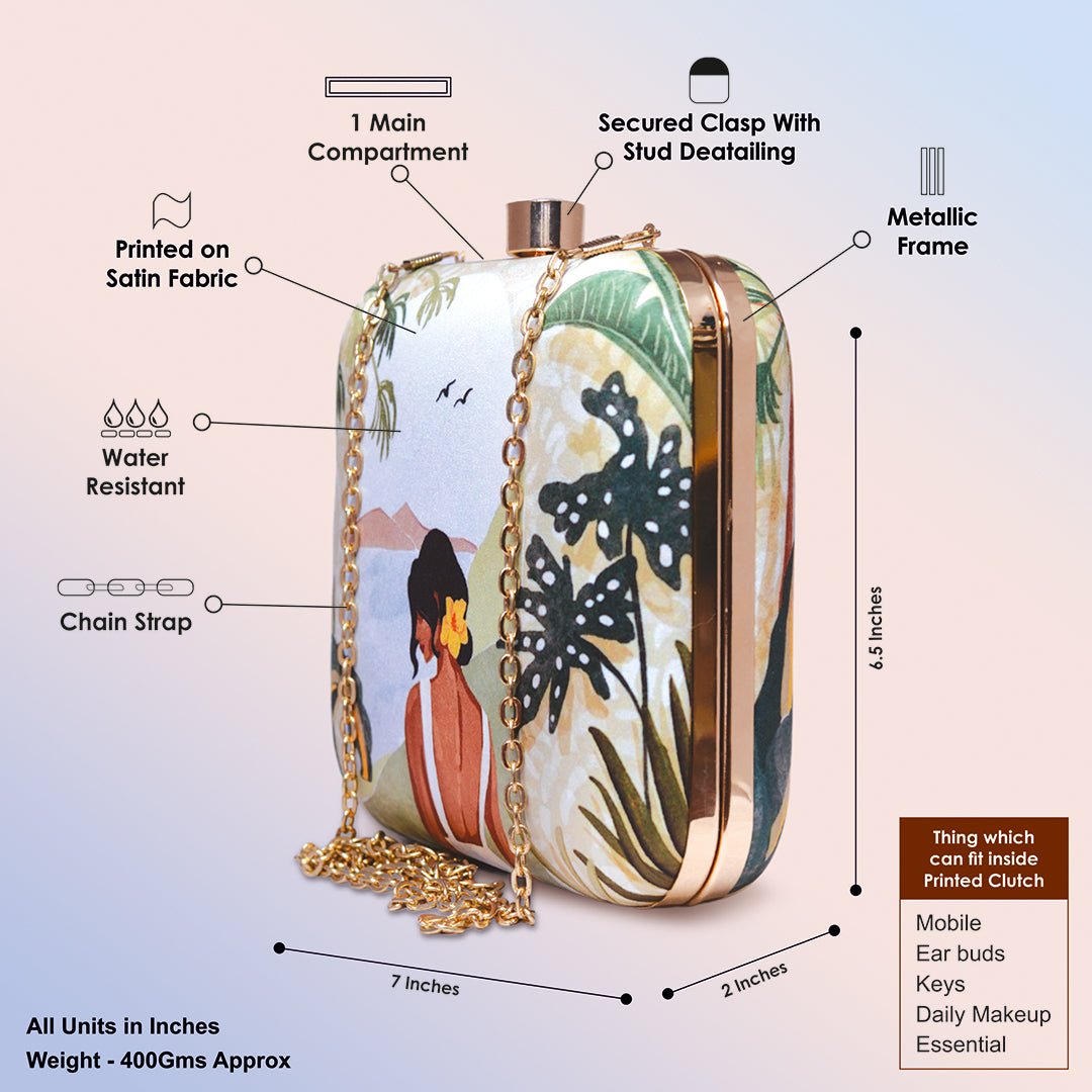 Artklim Yellow Flower Lady Printed Clutch