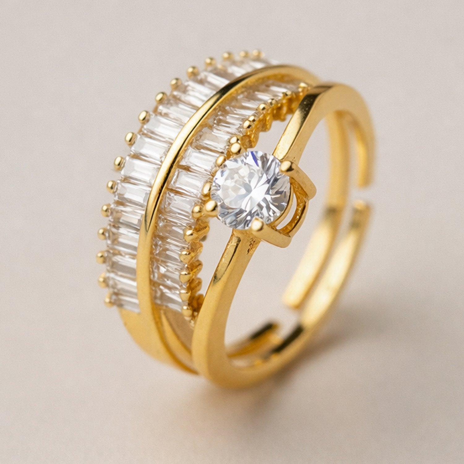 Artklim Gold-Plated Radiant Arc Anti-Tarnish Ring