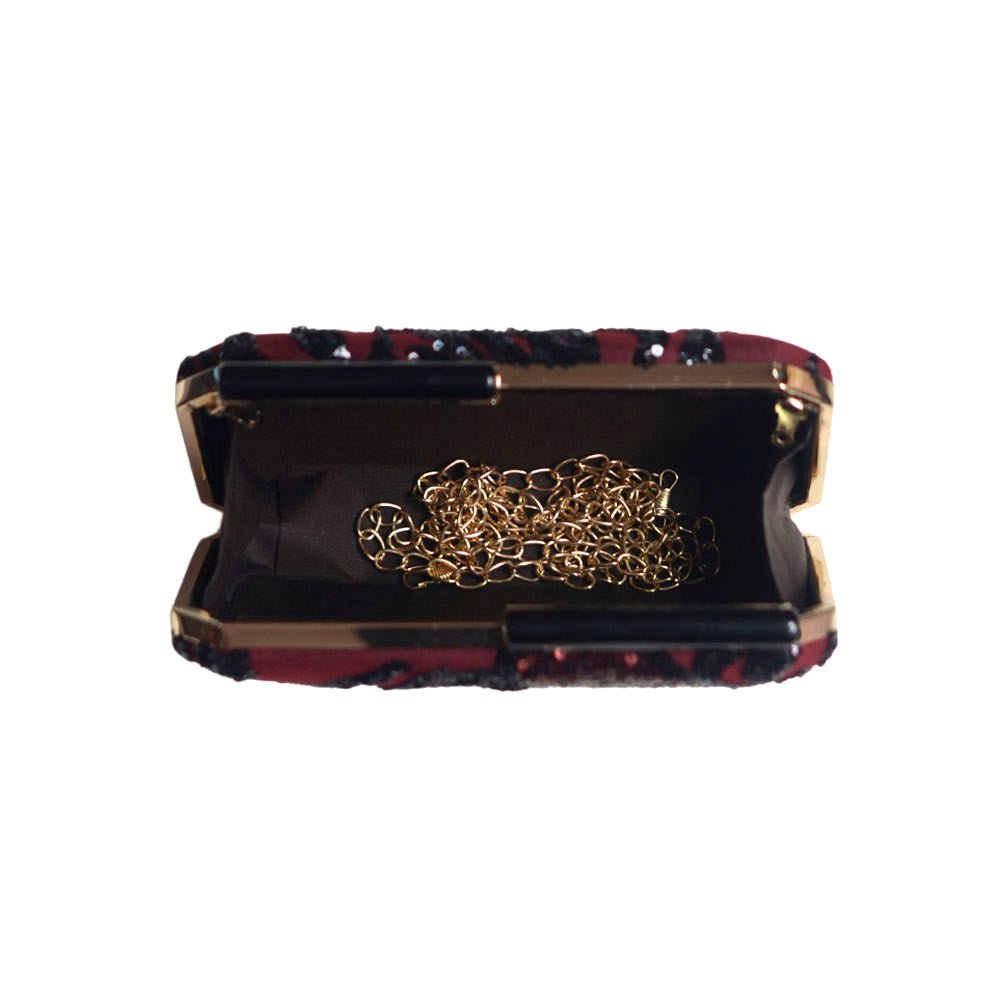 Maroon Sequence Evening Clutch