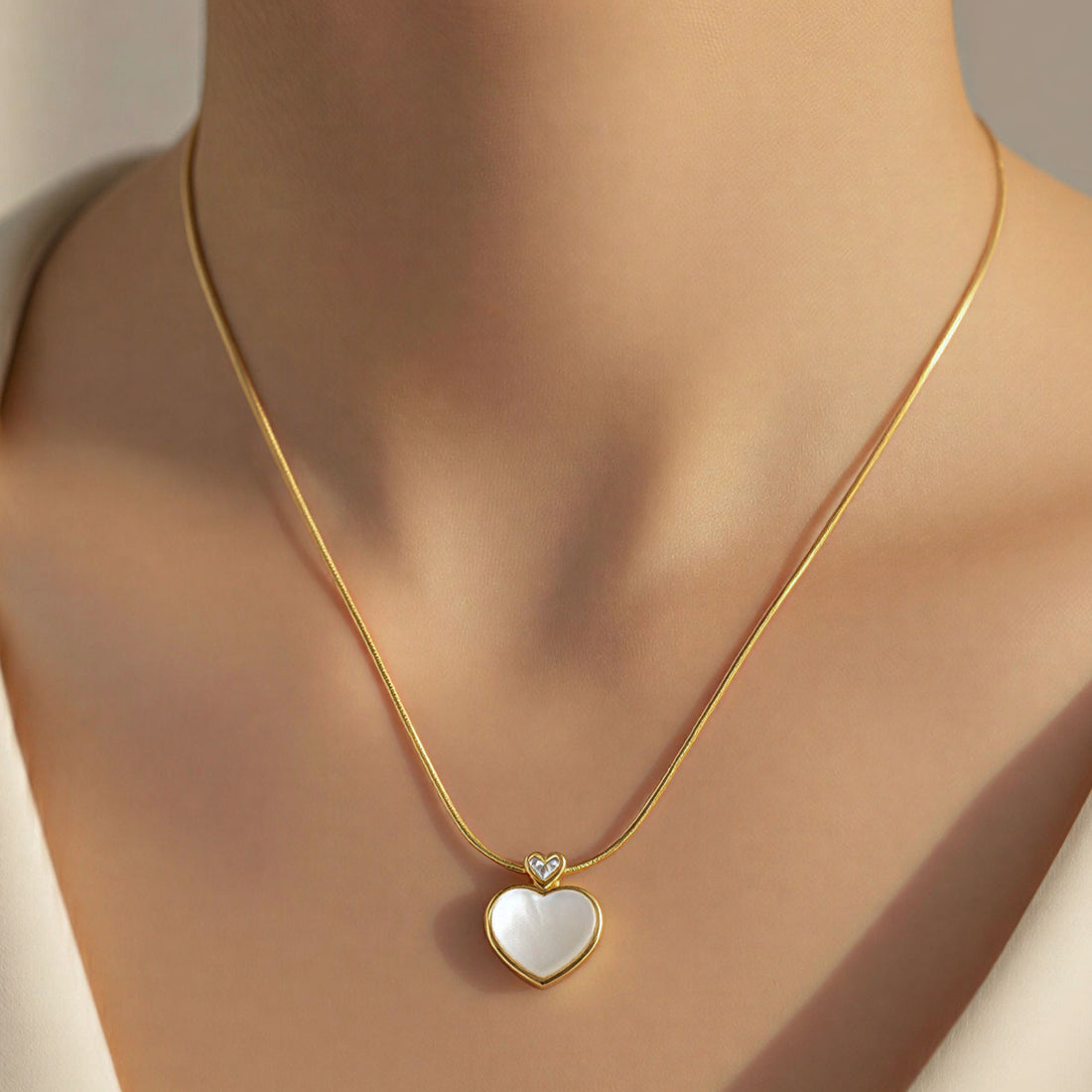 Artklim Gold Plated Heart Pearl Gold Pendant Necklace