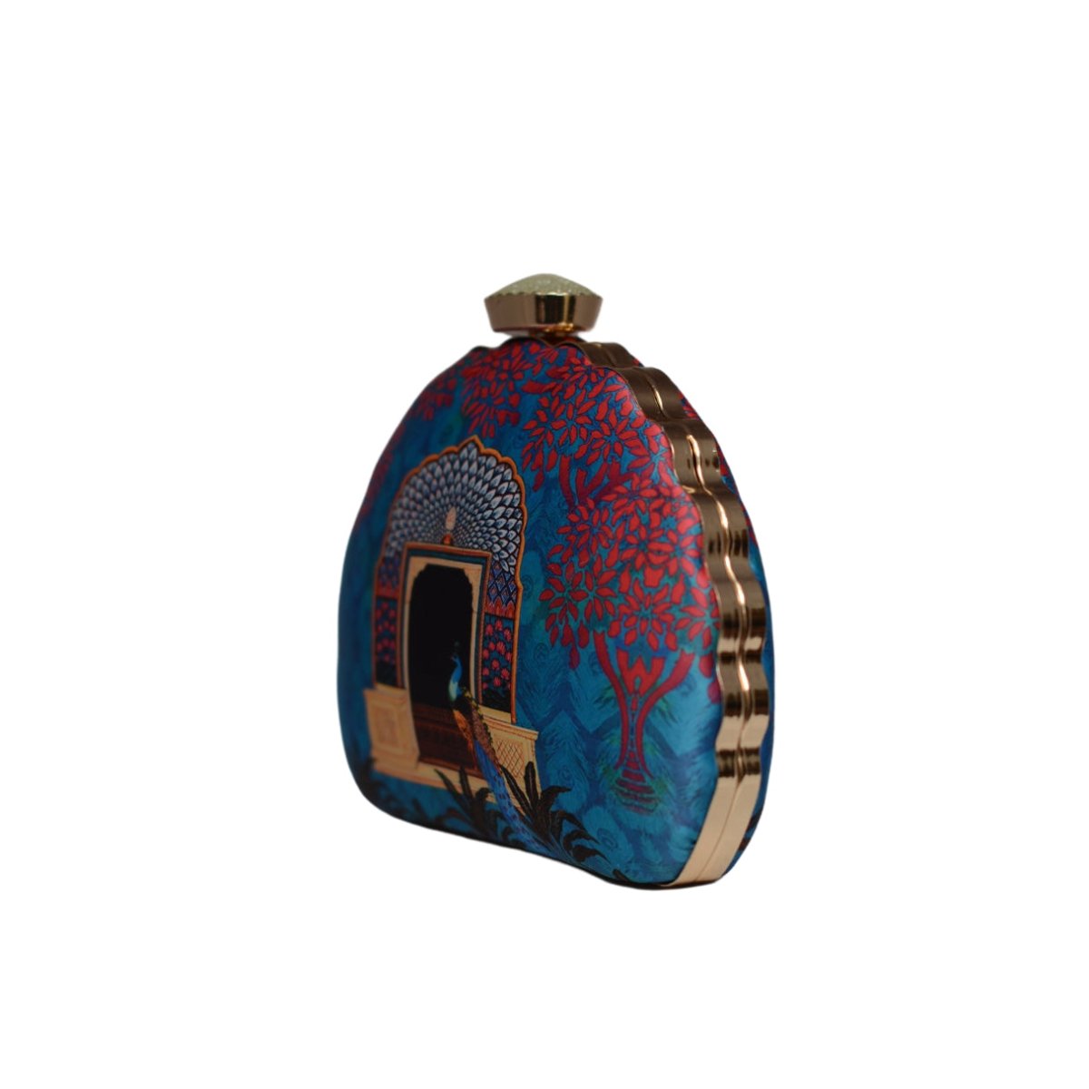 Artklim Blue Door Printed D-shape Clutch