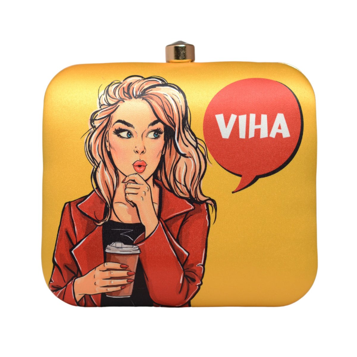 Yellow Based Customised Name Clutch