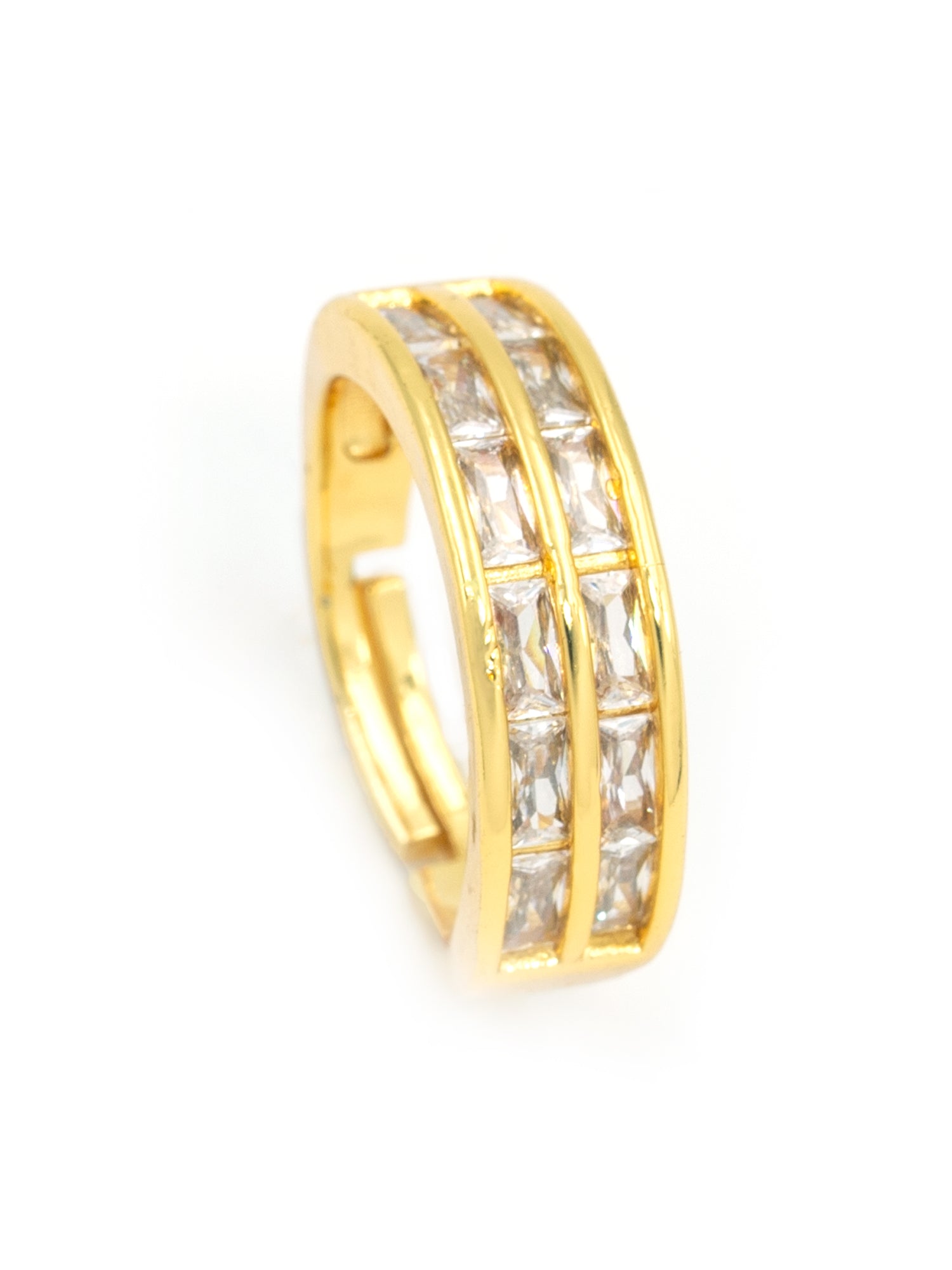 Artklim Gold-Plated Baguette Cut Anti-Tarnish Ring