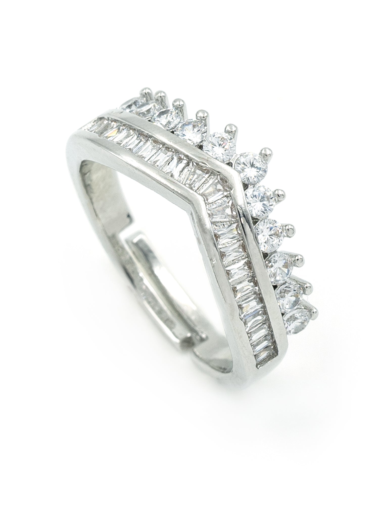 Artklim Sliver- Tone Crown Curve Anti-Tarnish Ring