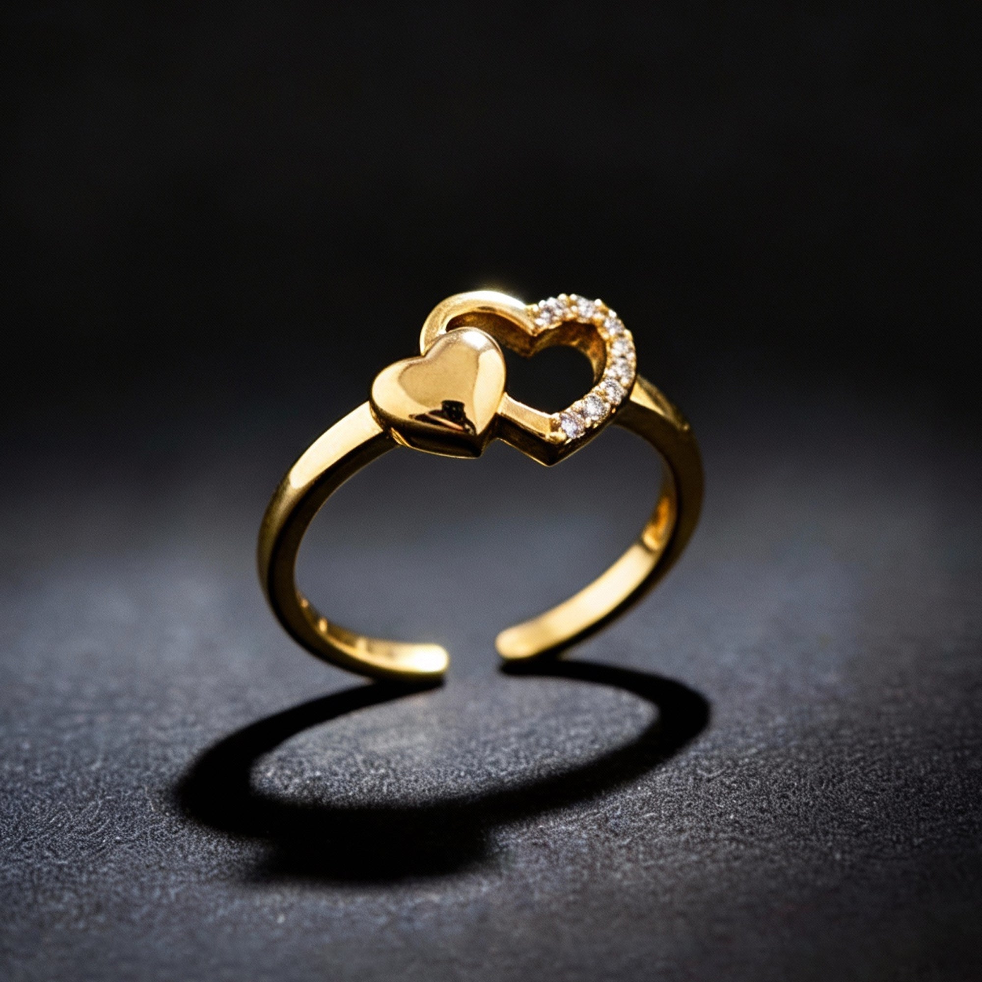 Artklim Gold-Plated Heart Design Anti-Tarnish Ring