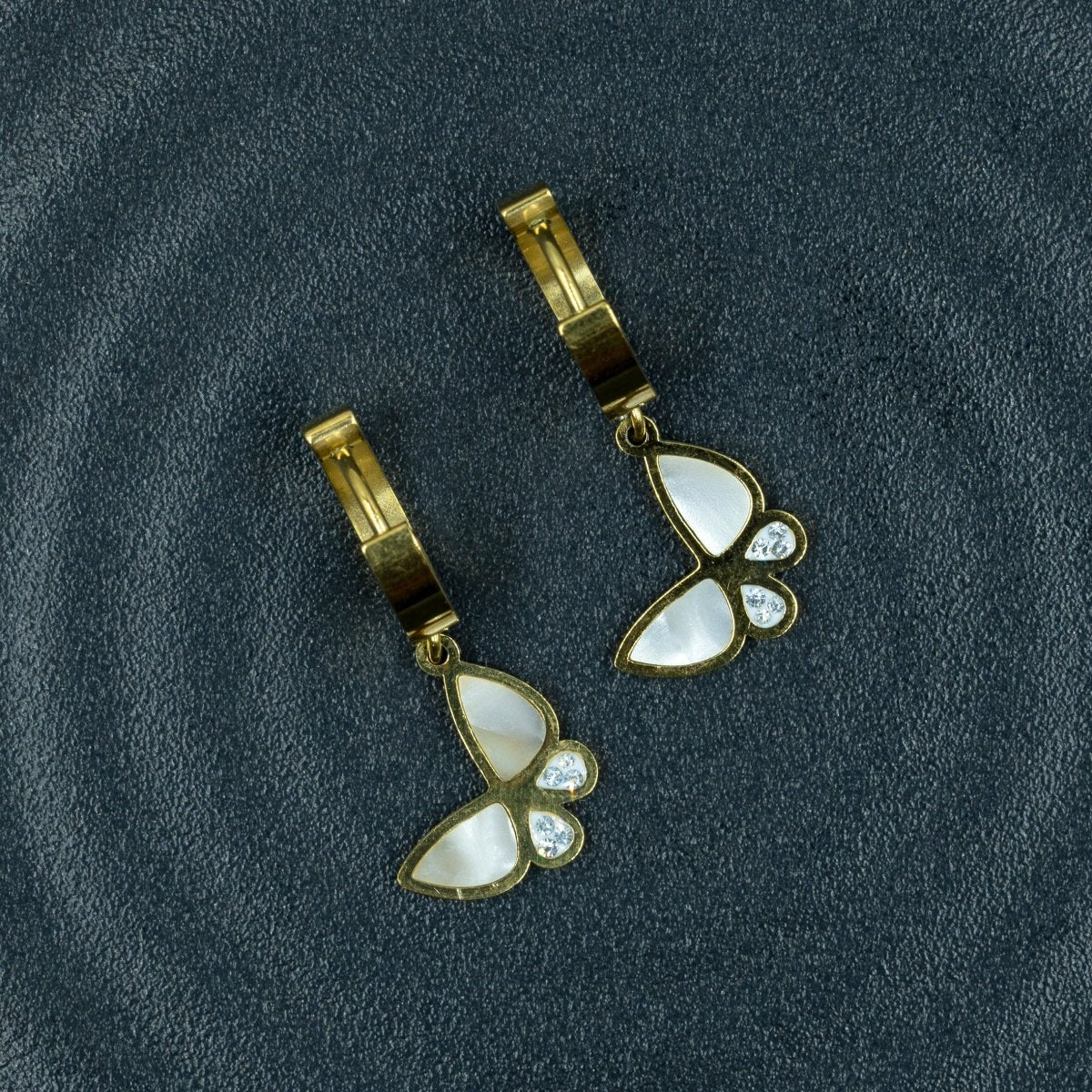 Artklim Gold Plated Butterfly Drop Hoop Earrings