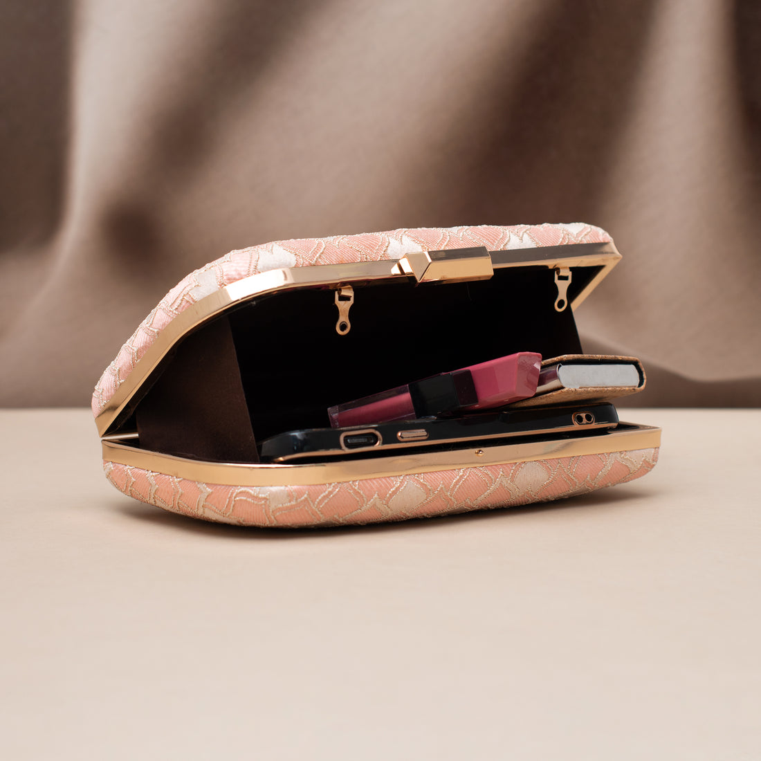 Artklim Blush Scallop Luxe Embroidered Clutch