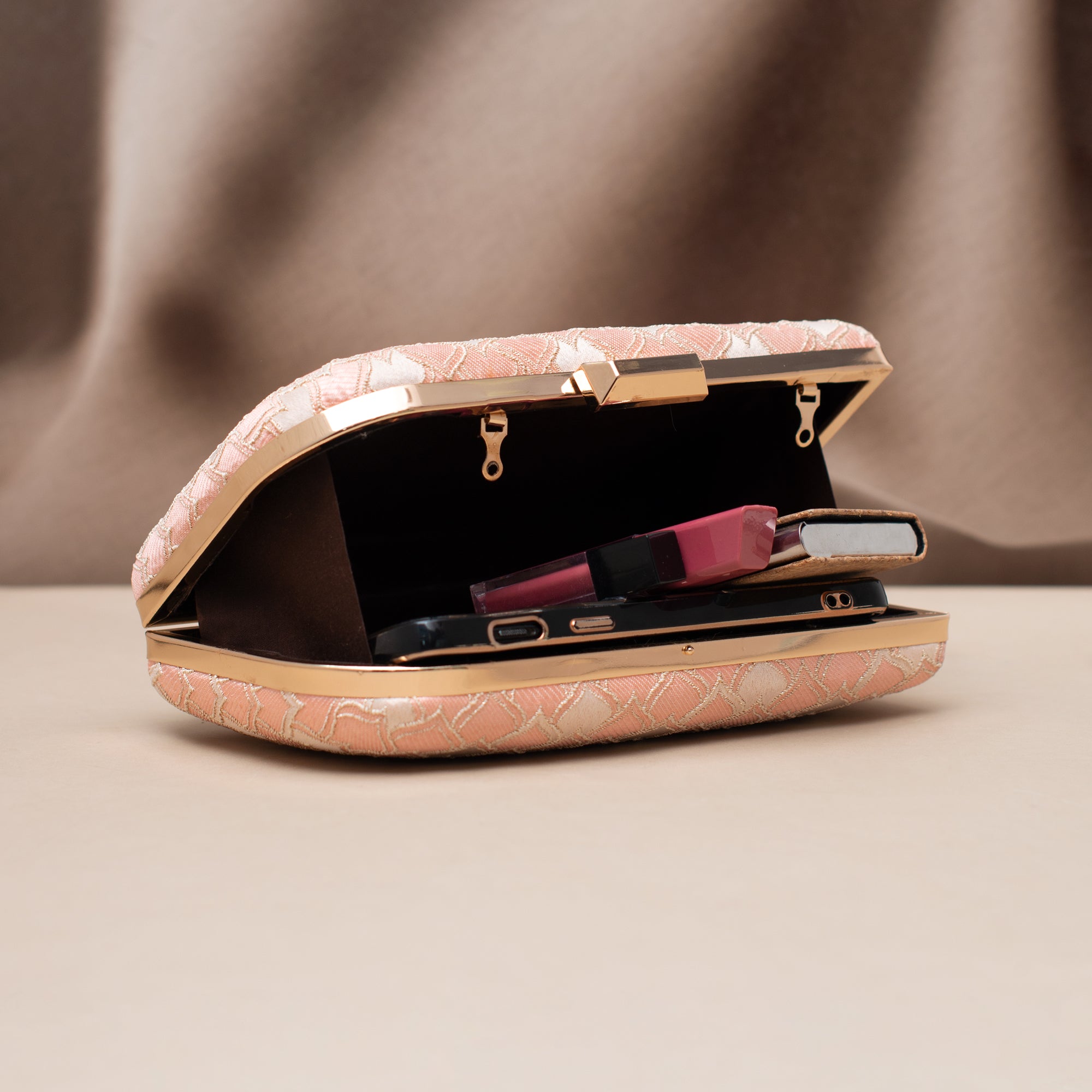 Artklim Blush Scallop Luxe Embroidered Clutch