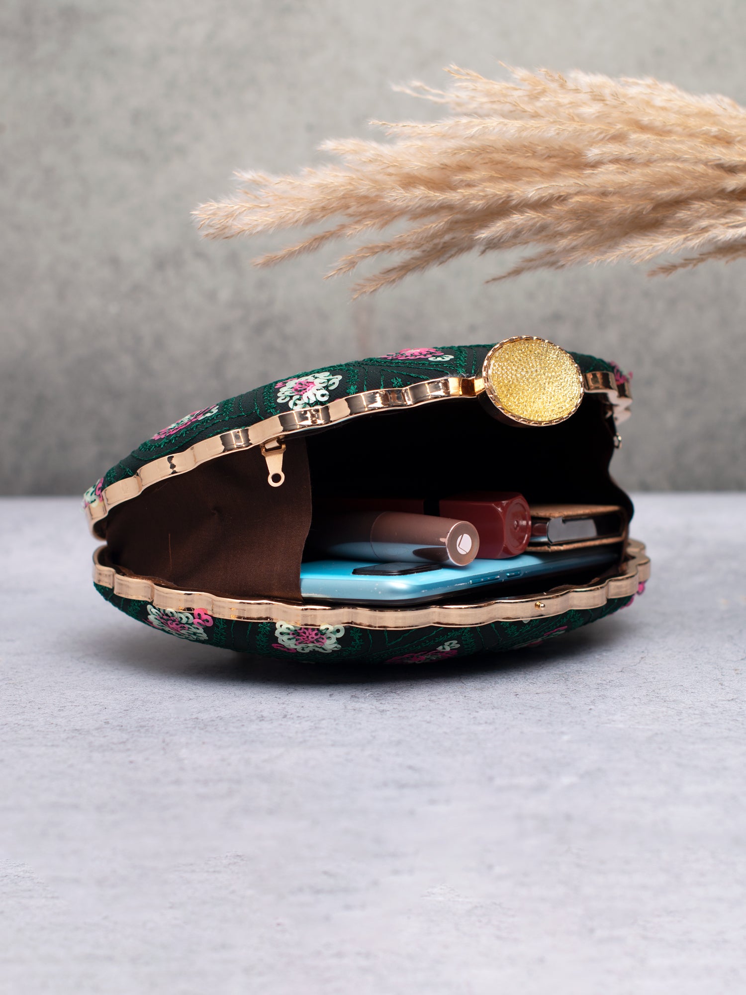 Artklim Emerald Blossom Clutch