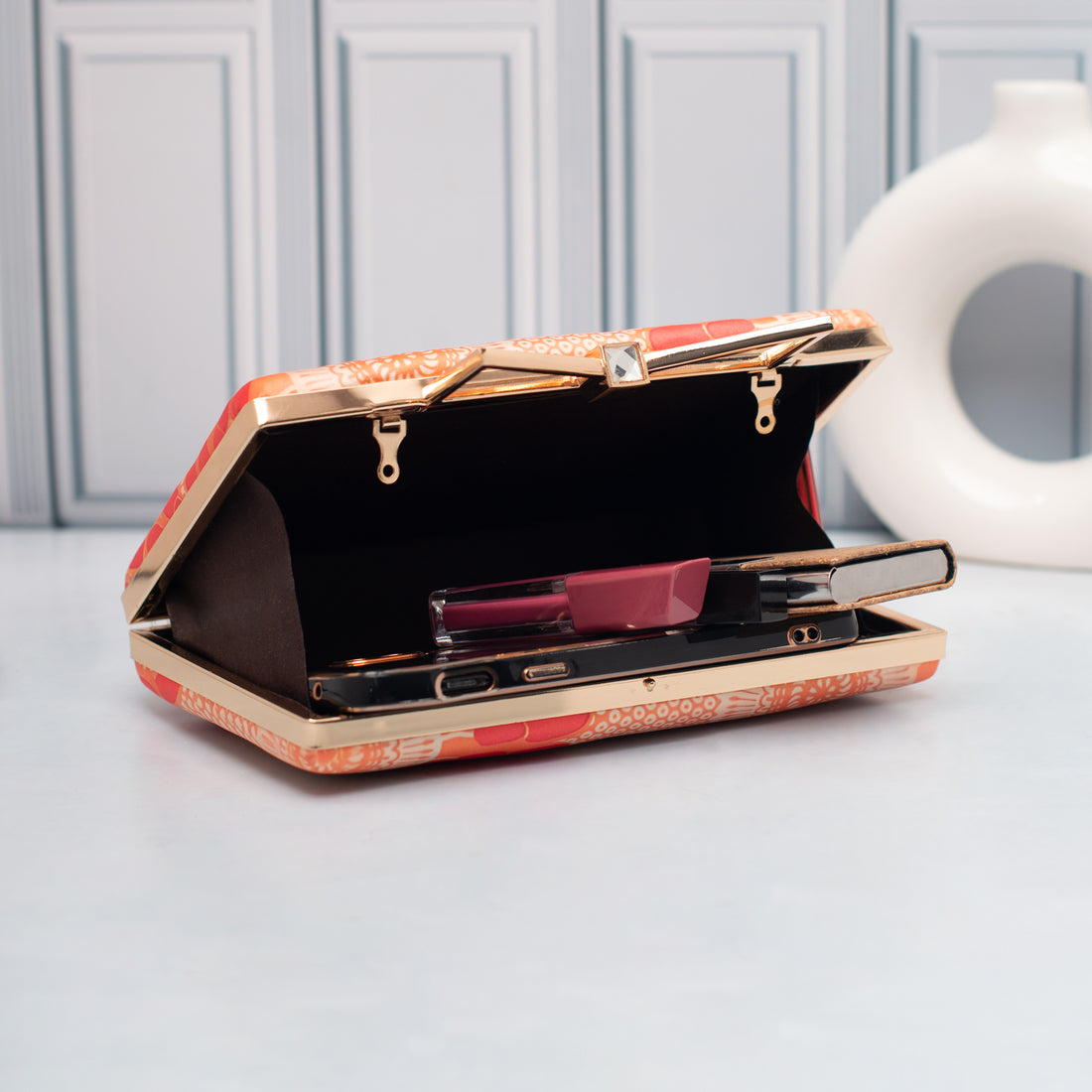 Artklim Coral Mandala Art Printed Clutch