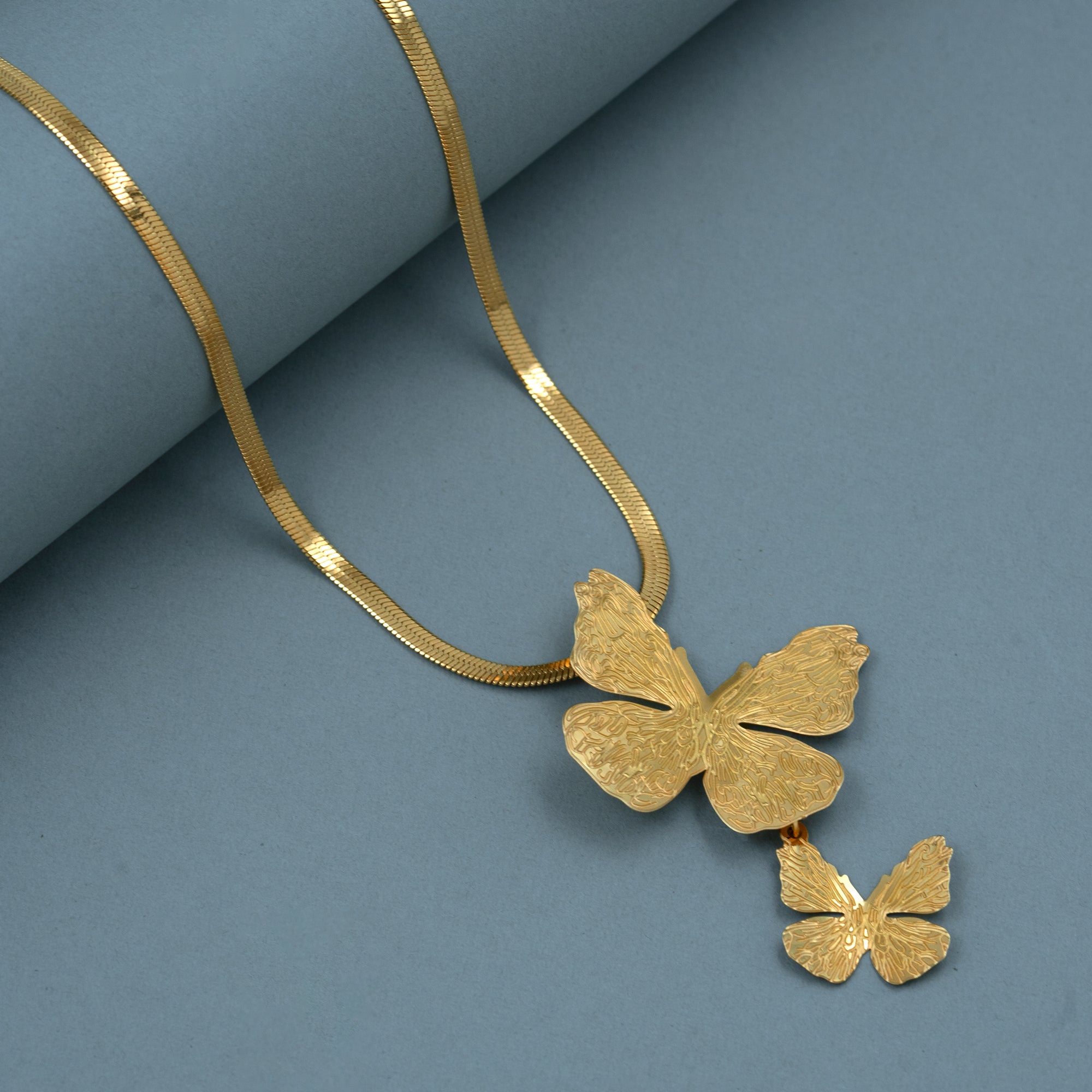 Artklim  Golden Butterfly Duo Pendant Necklace