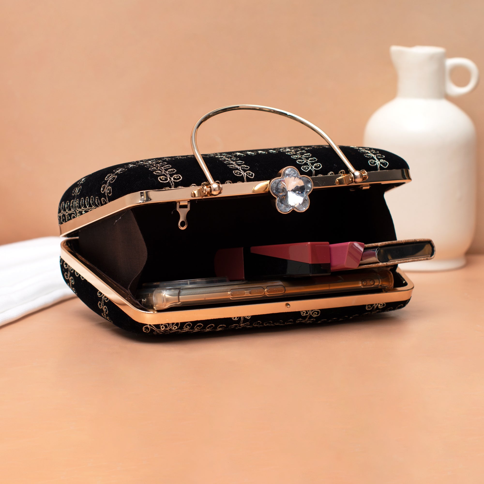Artklim Midnight Elegance Embroidery Clutch