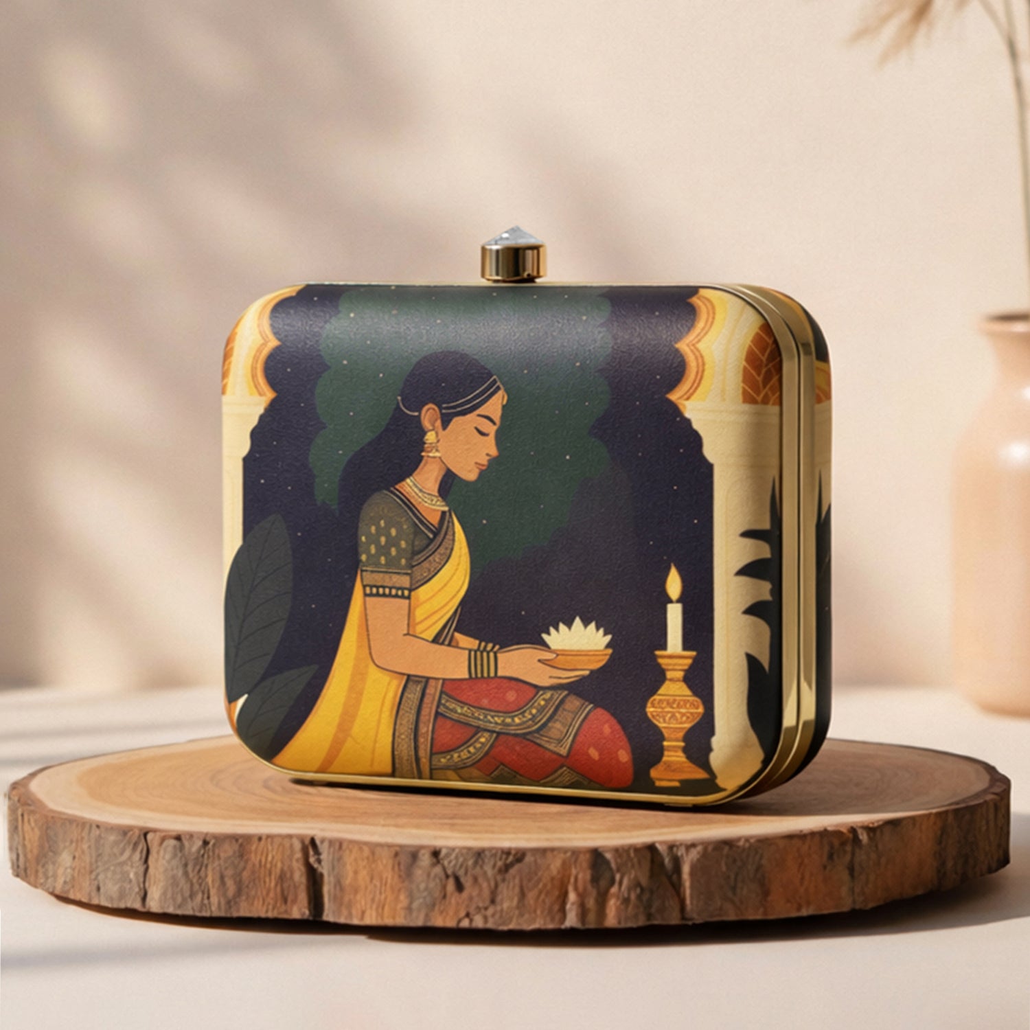 Artklim Traditional Mughal Motif Printed Clutch