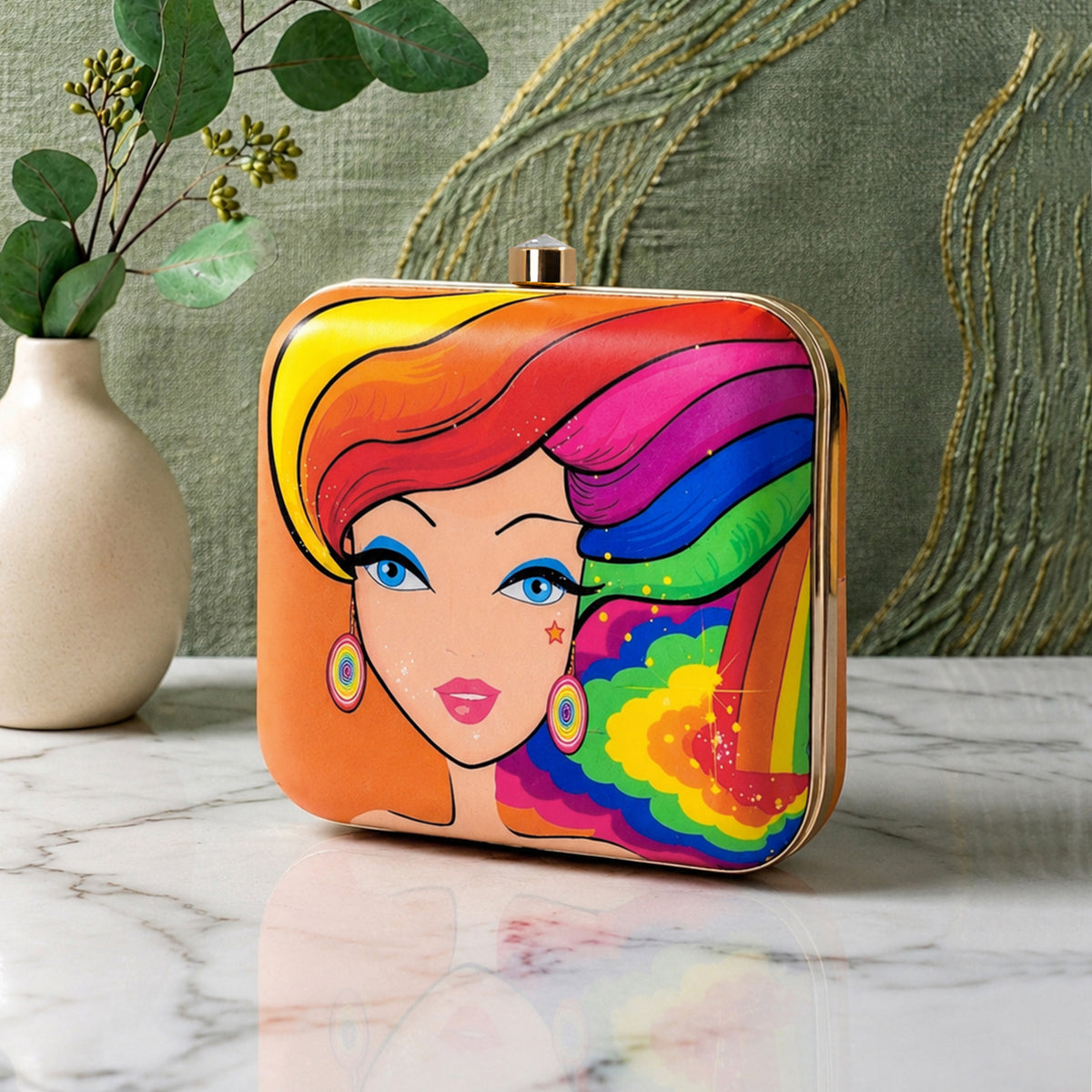 Artklim Colorful Fashion Lady Printed Designer Chain Clutch