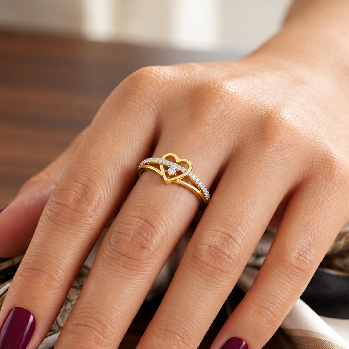 Artklim Heart Crystal Gold-Tone Anti-Tarnish Ring