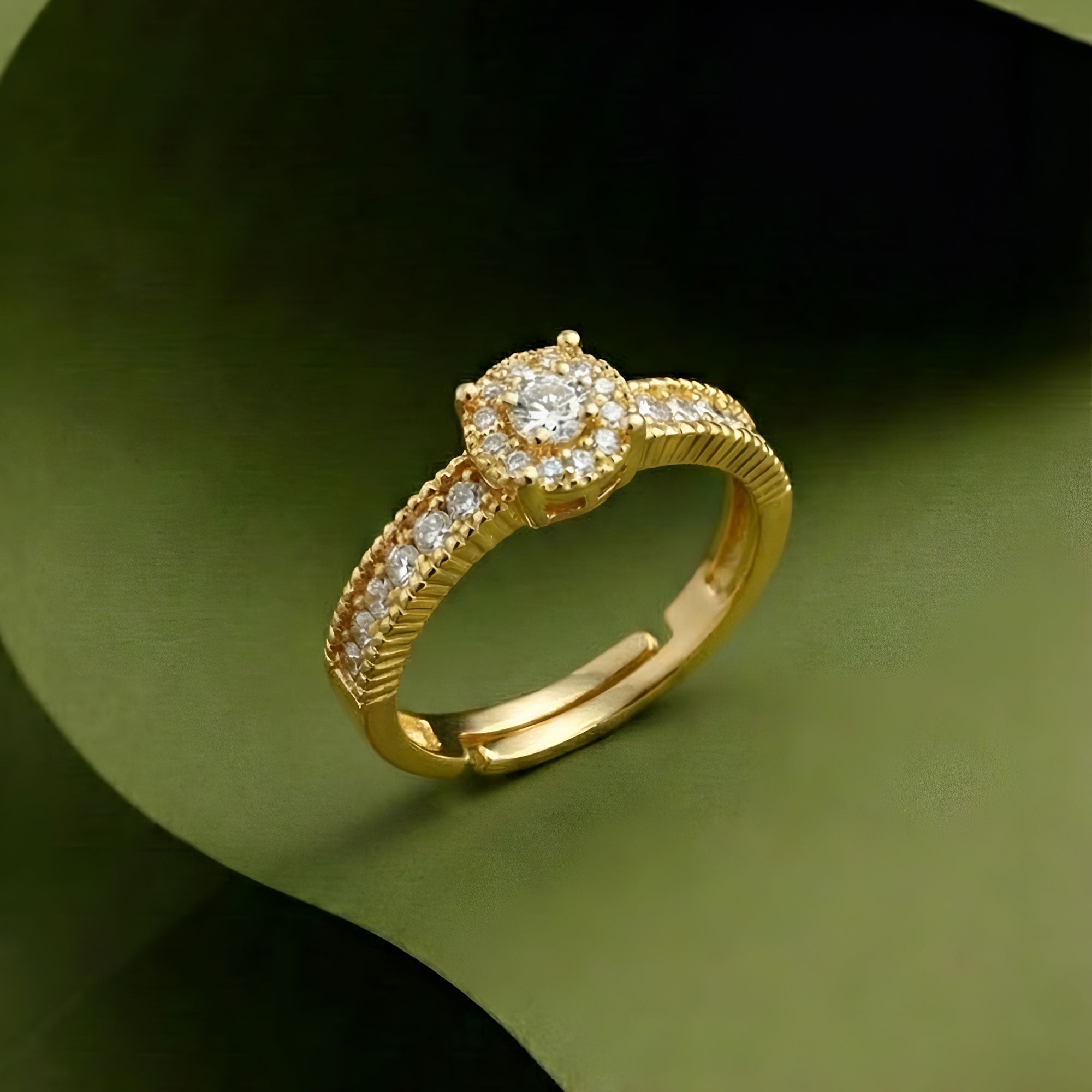 Artklim Gold-Plated Crystal Design Anti-Tarnish Ring