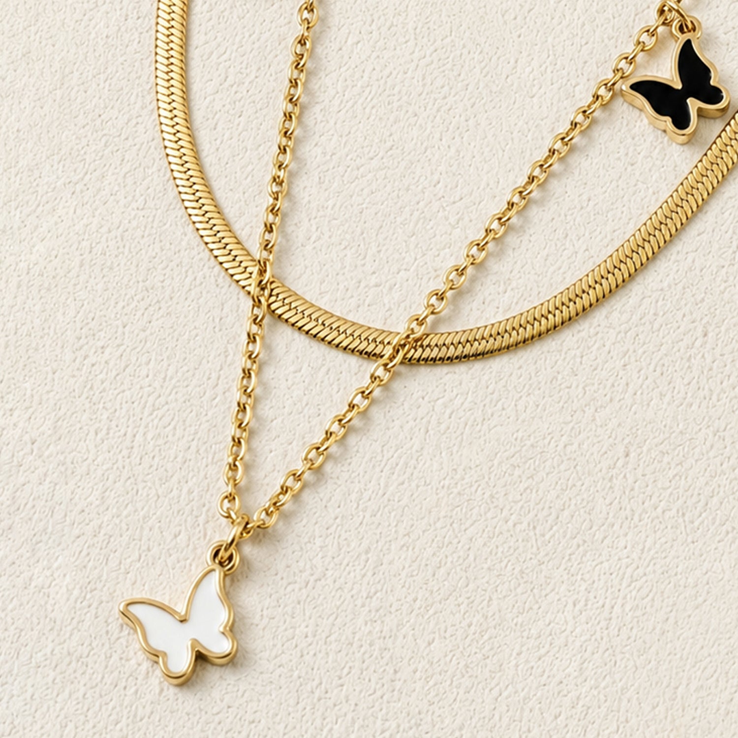 Artklim Golden Butterfly Layered Anti-tarnish Necklace