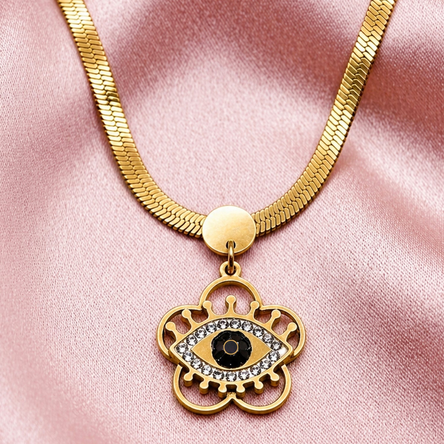 Artklim Gold Evil Eye Charm Anti-tarnish Necklace