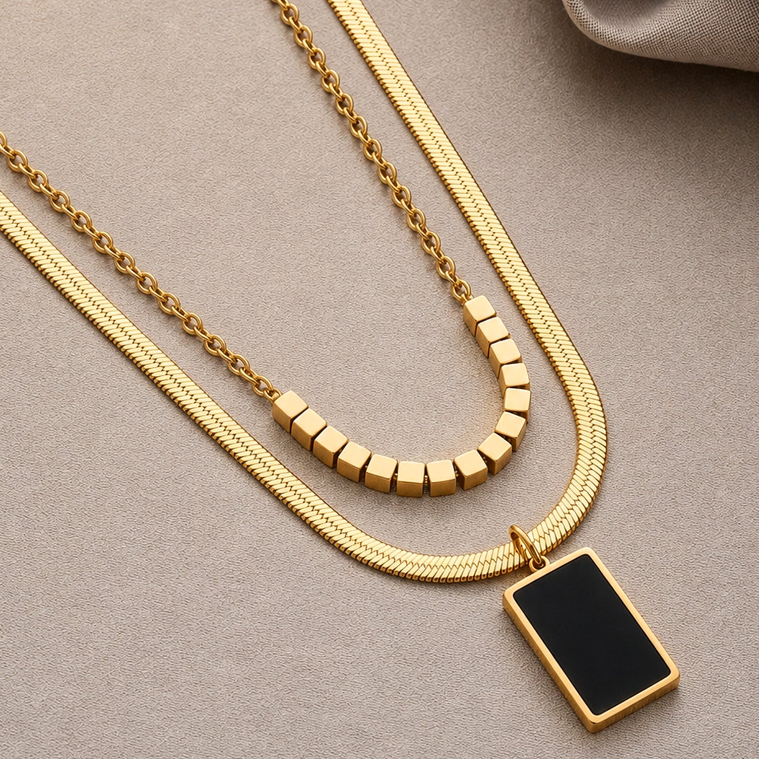 Artklim Geometric Layered Gold Anti-tarnish Necklace