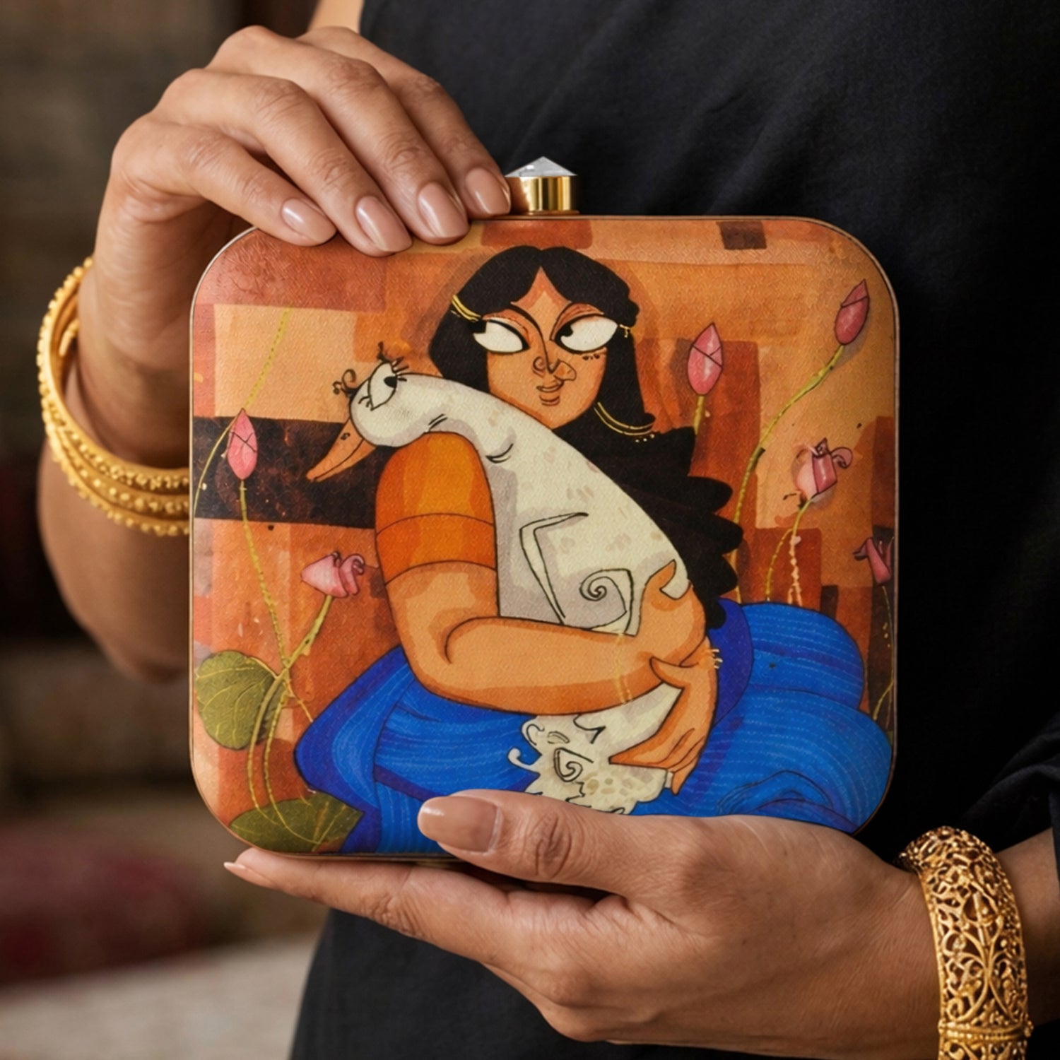 Artklim Whimsical Bond  Artistic Companion Printed Clutch