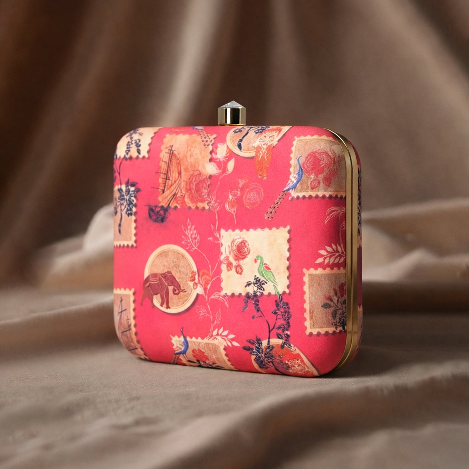 Artklim Red Tropical Print Clutch
