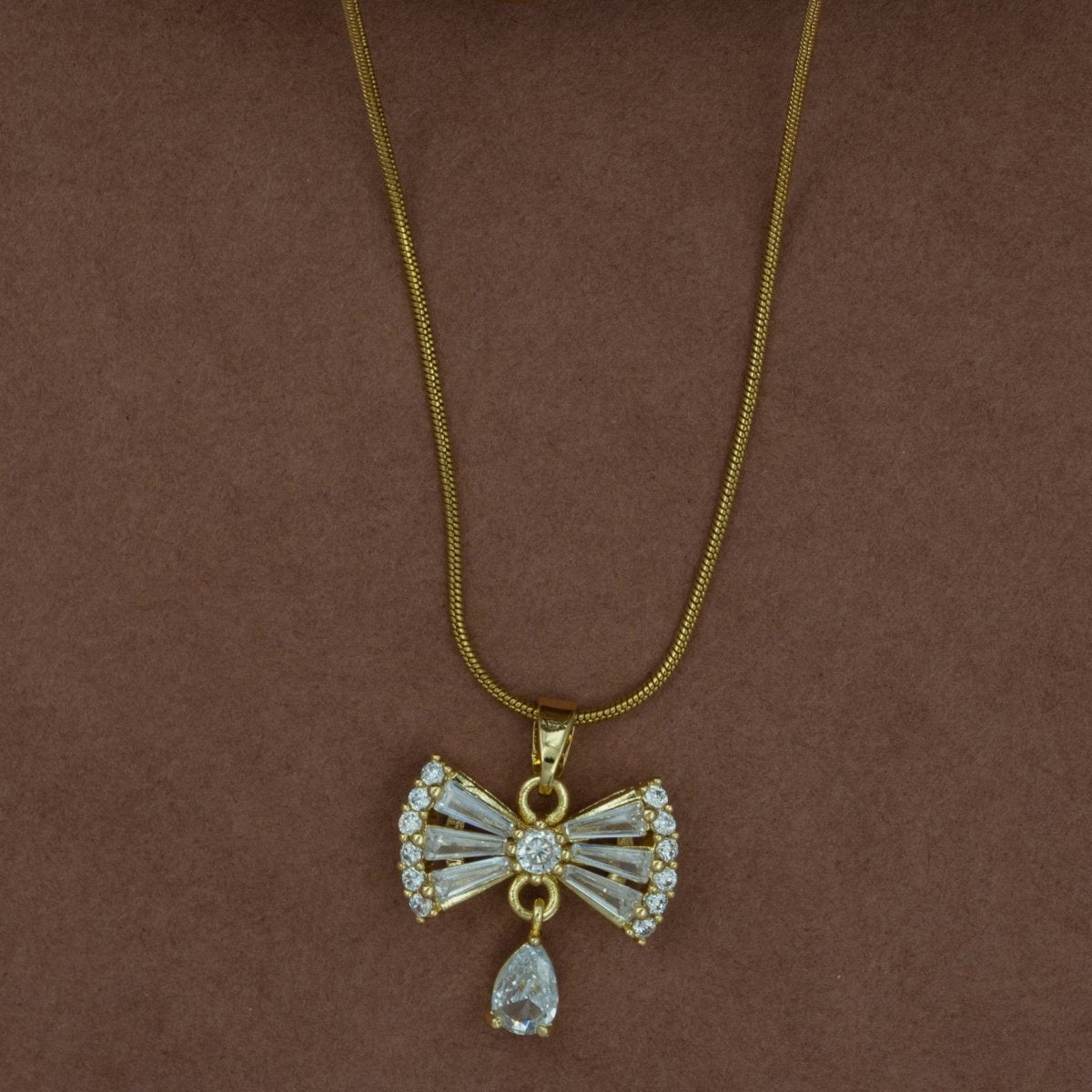 Artklim Gold Plated Bow Style Pendant Necklace