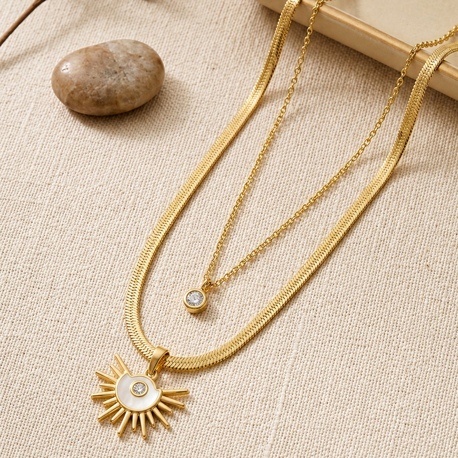 Artklim Sunburst Eye Layered Anti-Tarnish Pendant Necklace
