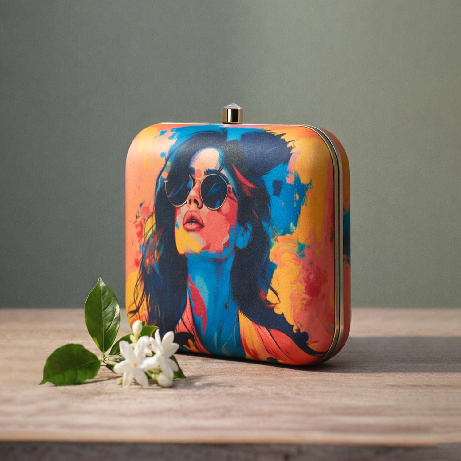 Artklim Multicolour Woman Portrait Clutch