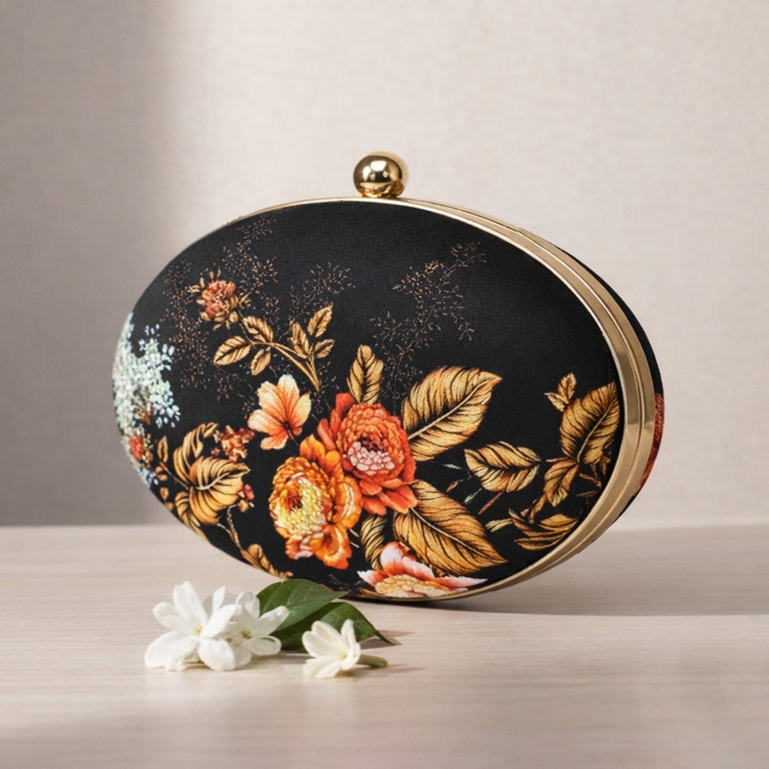Artklim Elegant Floral Embroidered Printed Clutch