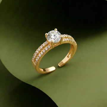 Artklim Gold-Plated Round Solitaire Design Anti-Tarnish Ring