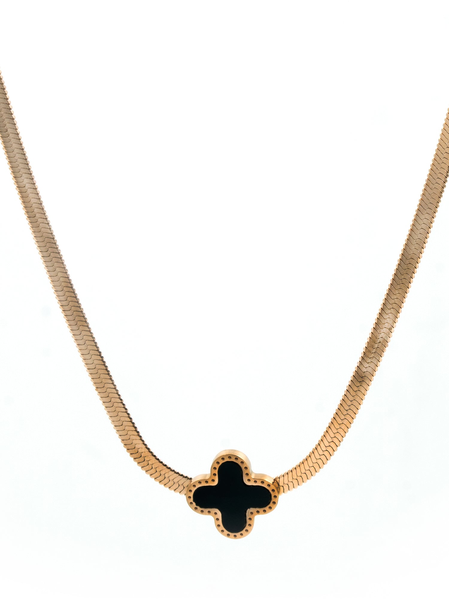 Artklim Gold Plated Black Clover Anti-Tarnish Necklace