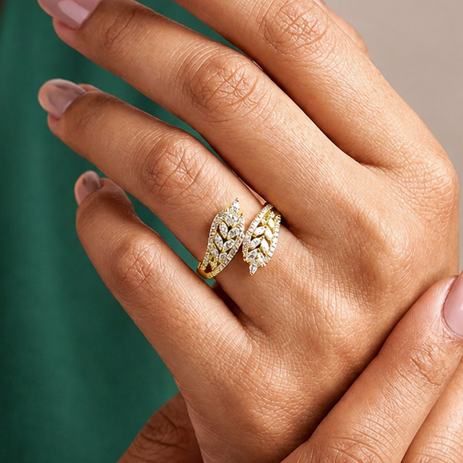 Artklim Regal Marquise Cluster Gold  Anti-Tarnish Ring