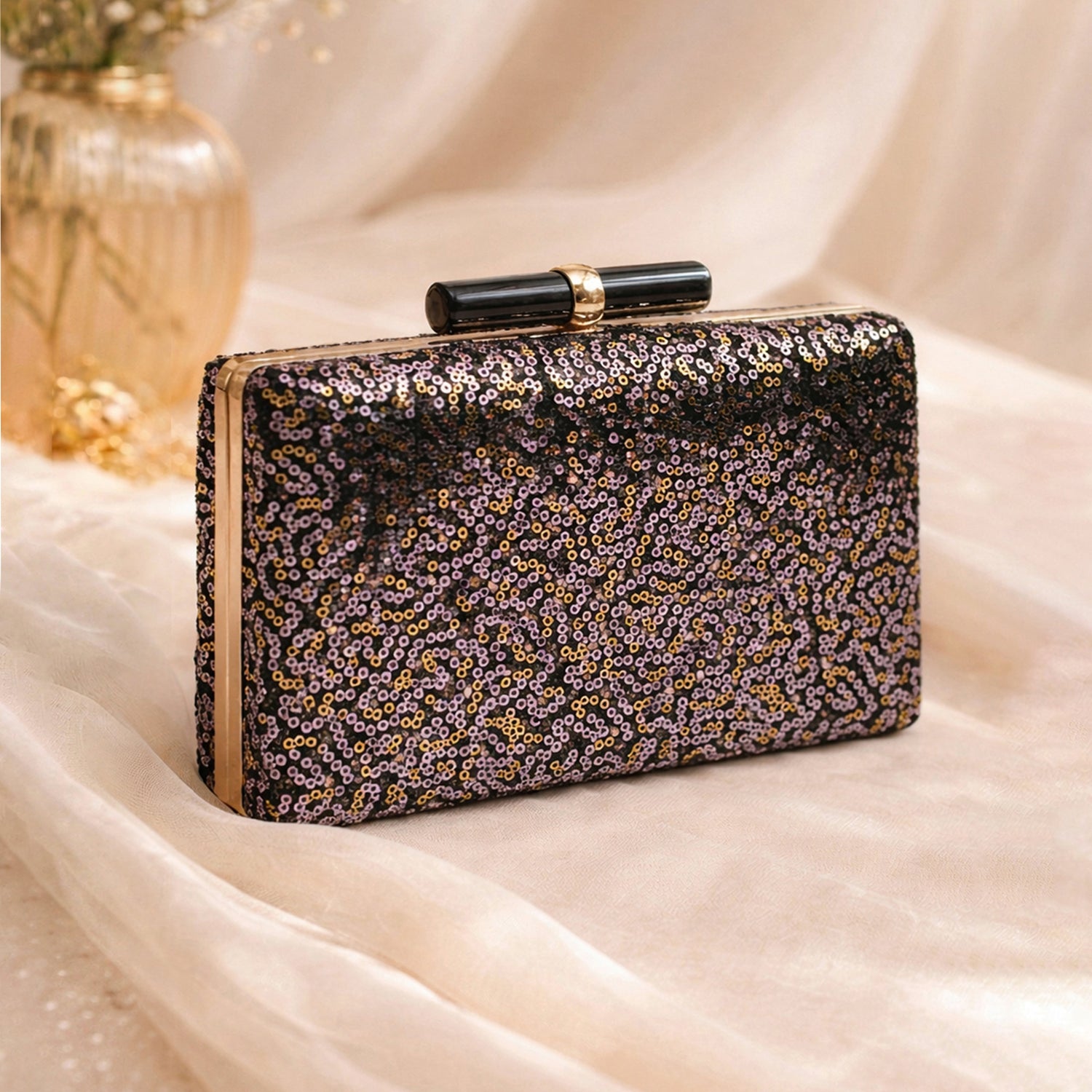 Artklim Purple Designer Embroidred Clutch