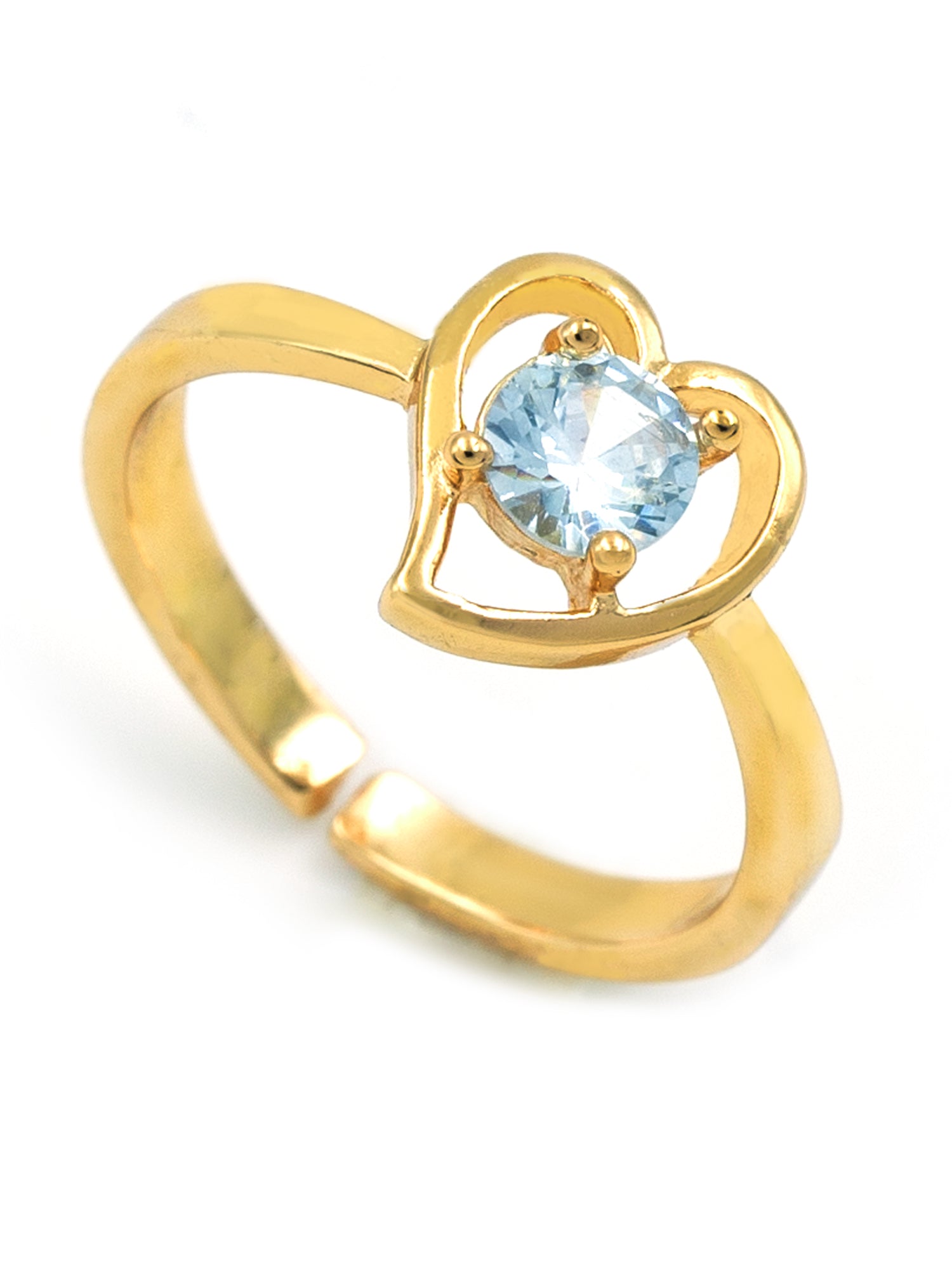 Artklim Gold-Plated Delicate Gold Heart Anti Tarnish Ring