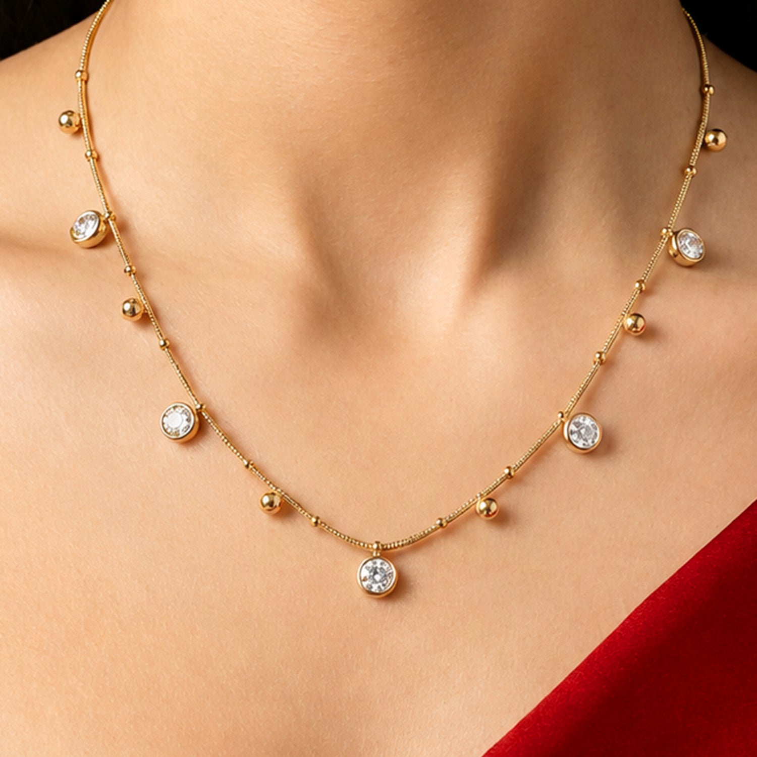 Artklim Luxury Gold Crystal Charm Necklace