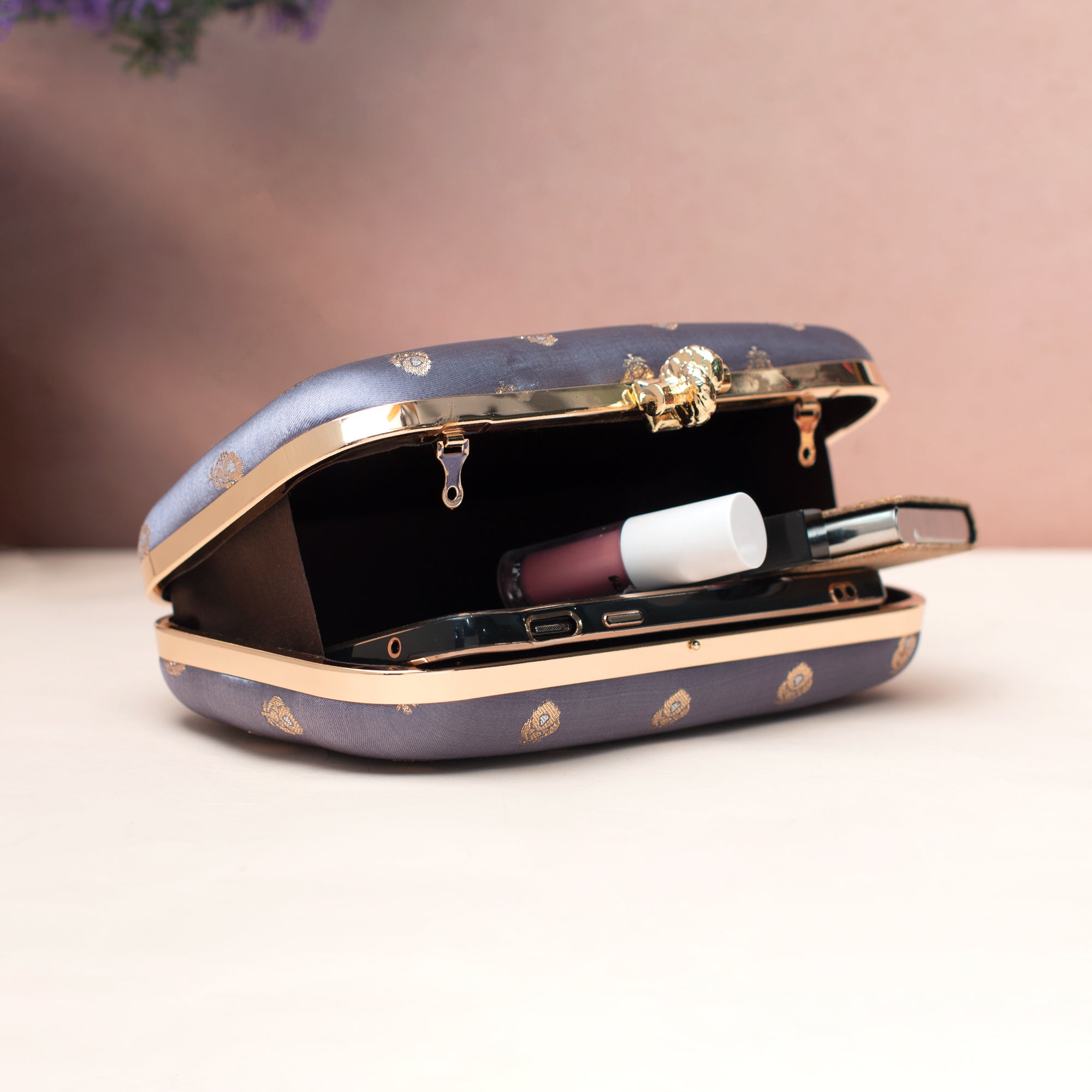 Artklim Soft Lavender Heritage Embroidered Clutch