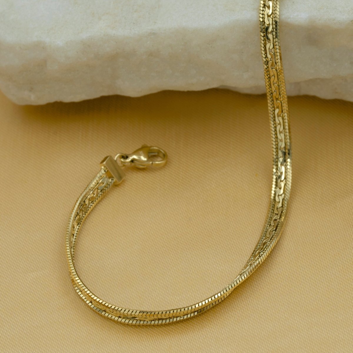 Artklim Gold Plated Designer Flat Chain Bracelet