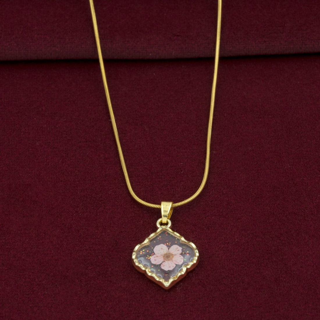 Artklim Gold Plated Floral Pendant Necklace