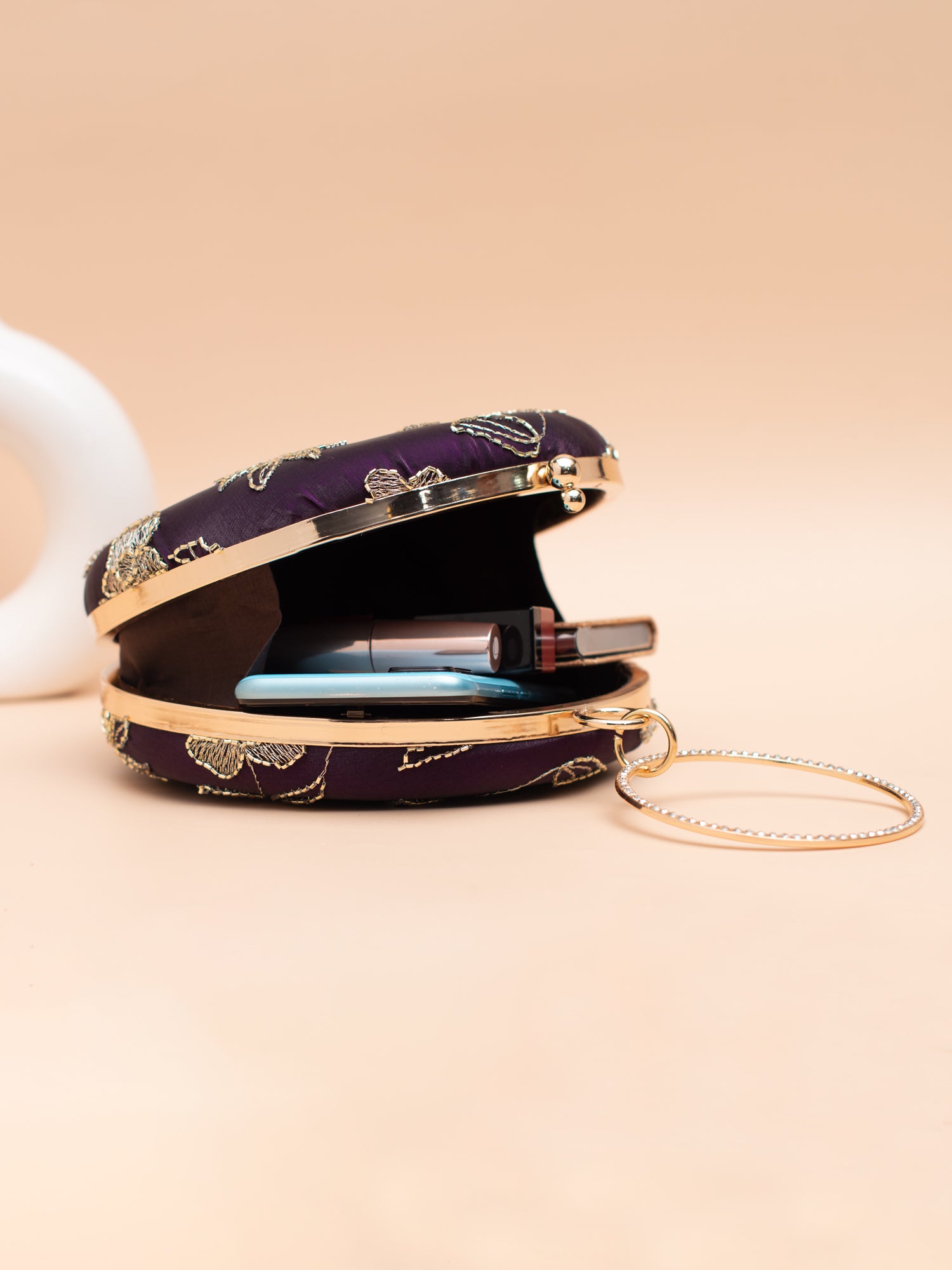 Artklim Purple with Golden Leaf & Floral Trails